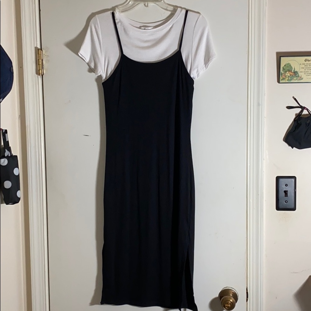 Fashion Nova Midi Dress Set Black & White